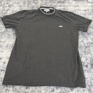 Lacoste Slim Fit Adult Size Medium M Shirt Dark Gray Ringer Short Sleeve Ringer